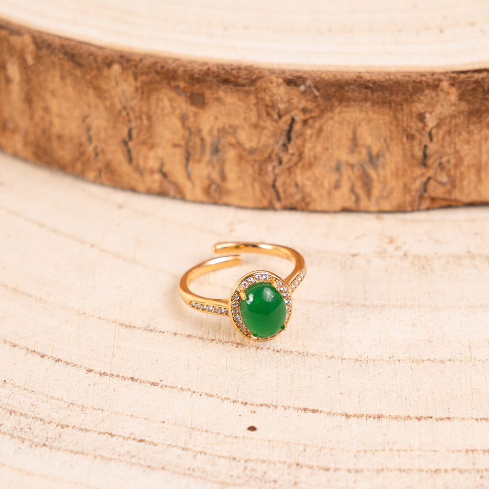 ANELLO REGOLABILE CON PIETRA CENTRALE E STRASS