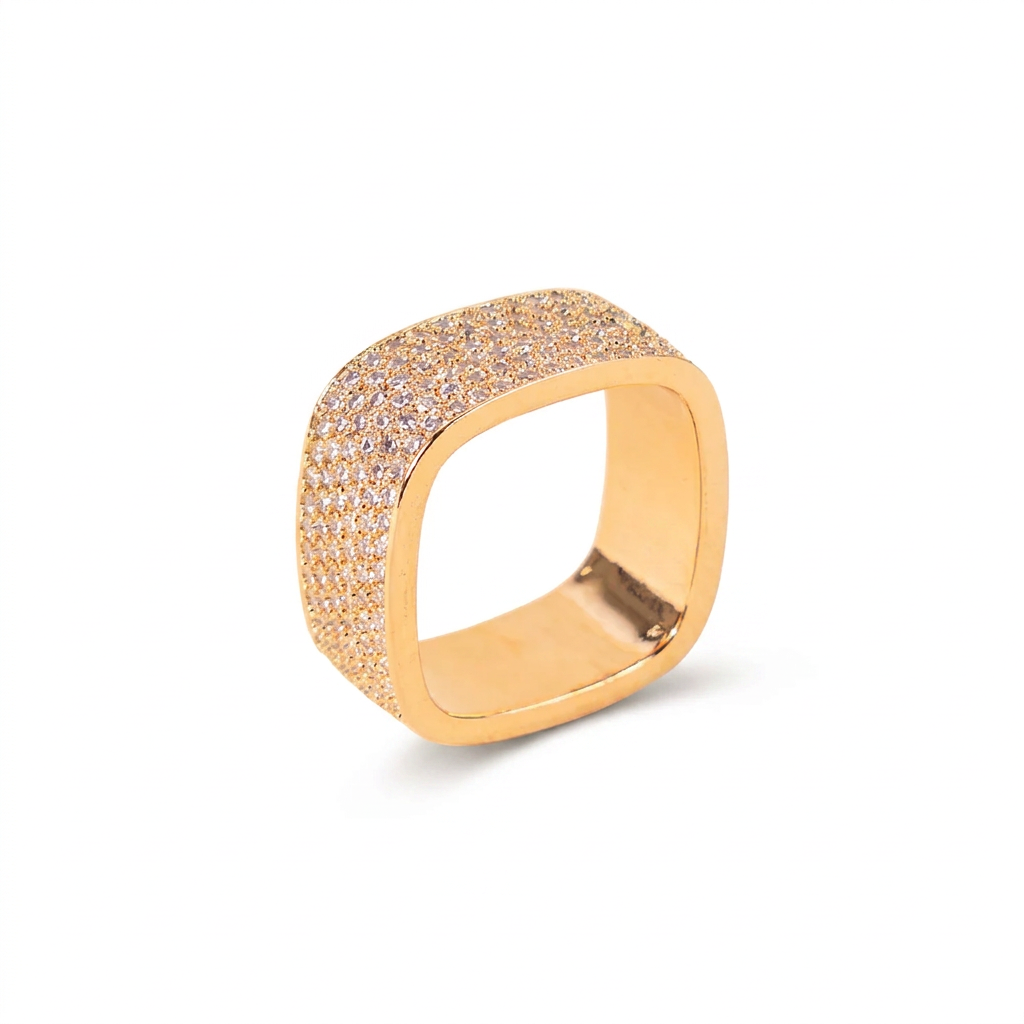 ANELLO A FASCIA QUADRATA CON STRASS