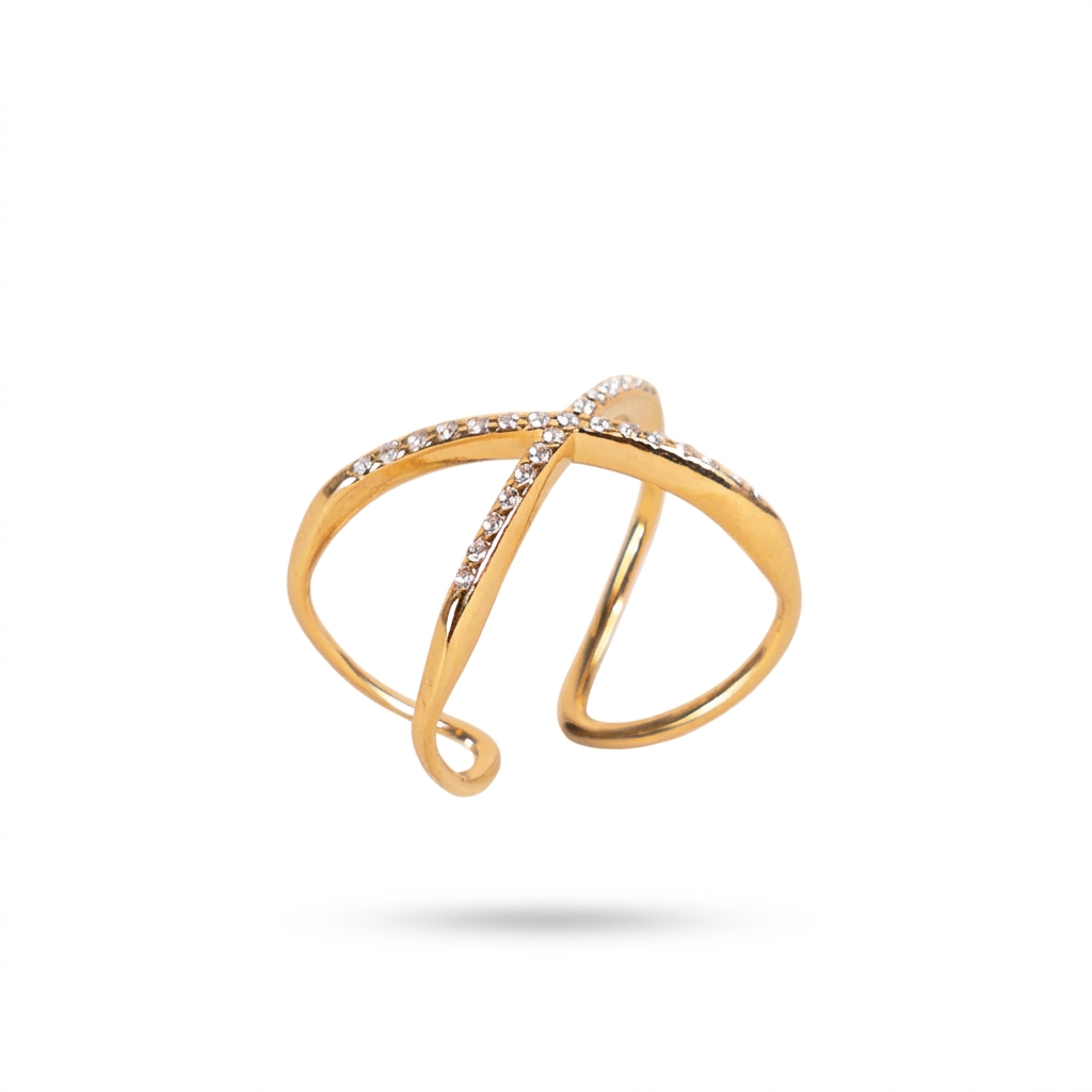 ANELLO REGOLABILE CON STRASS A X