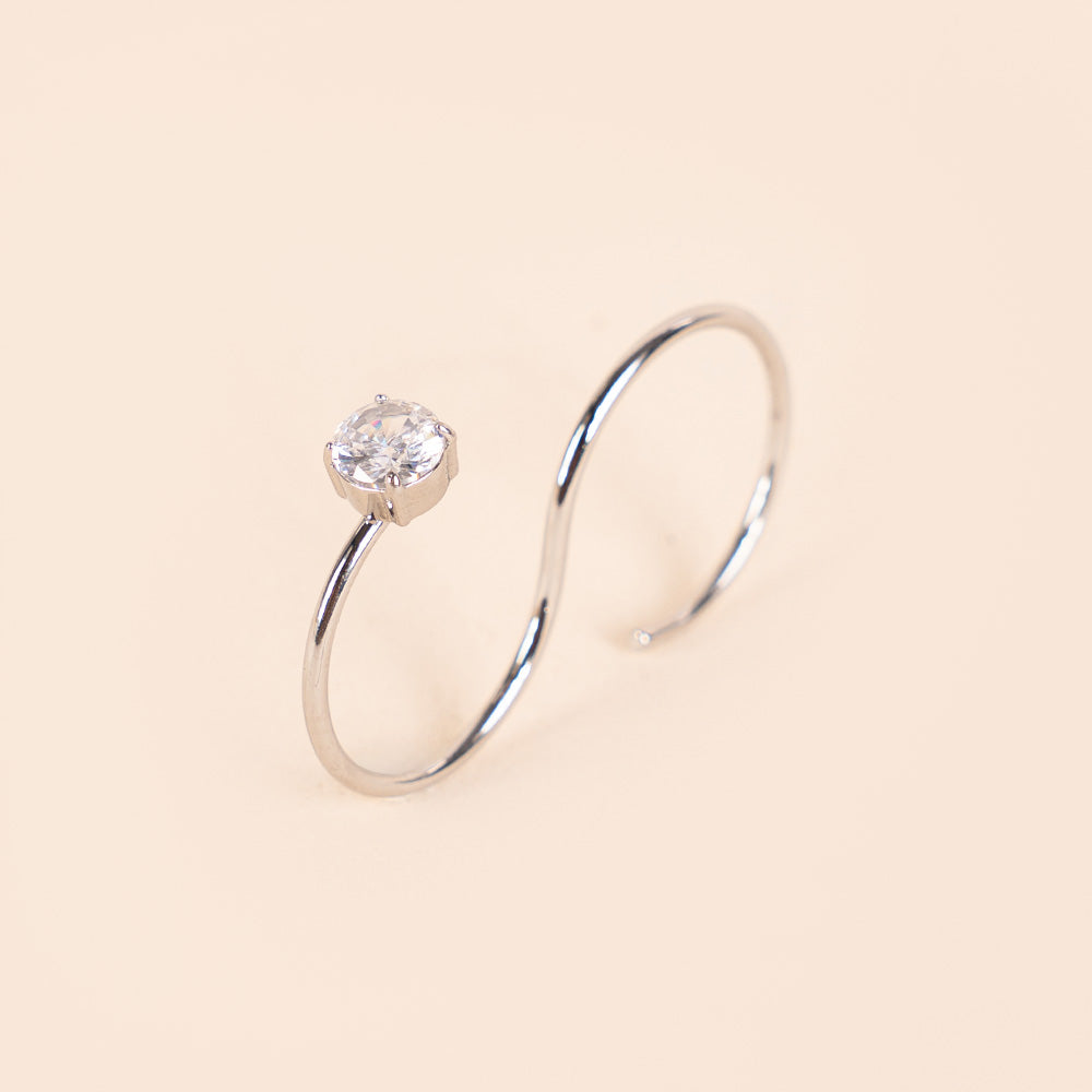 ANELLO DOPPIO RIGIDO CON STRASS SINGOLO GRANDE