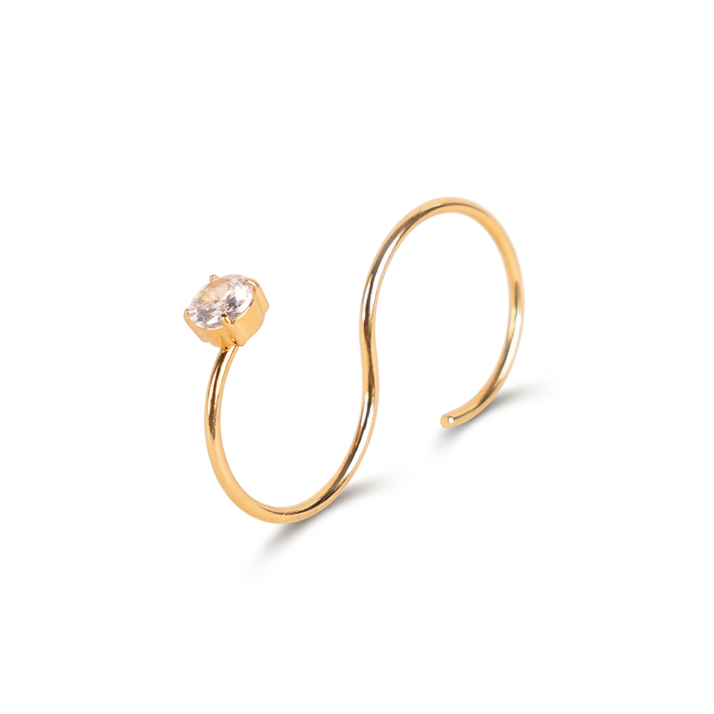 ANELLO DOPPIO RIGIDO CON STRASS SINGOLO GRANDE