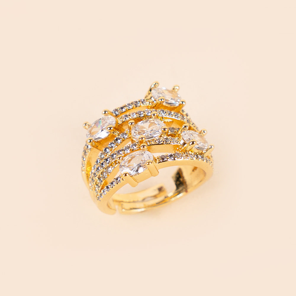 ANELLO A FASCIA CON FILE DI STRASS E PIETRE GRANDI COLORATE