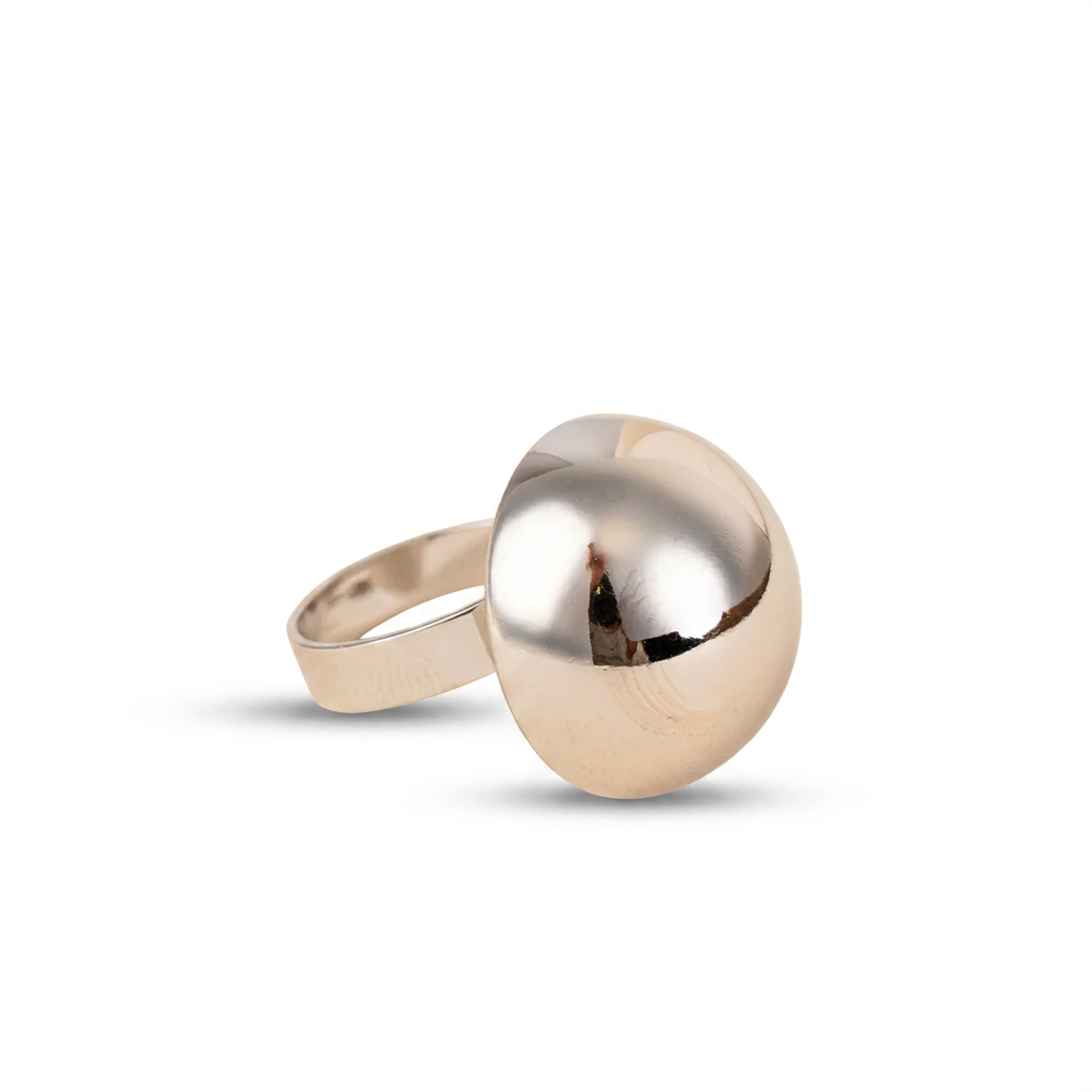 ANELLO REGOLABILE CON MEZZA SFERA LUCIDA