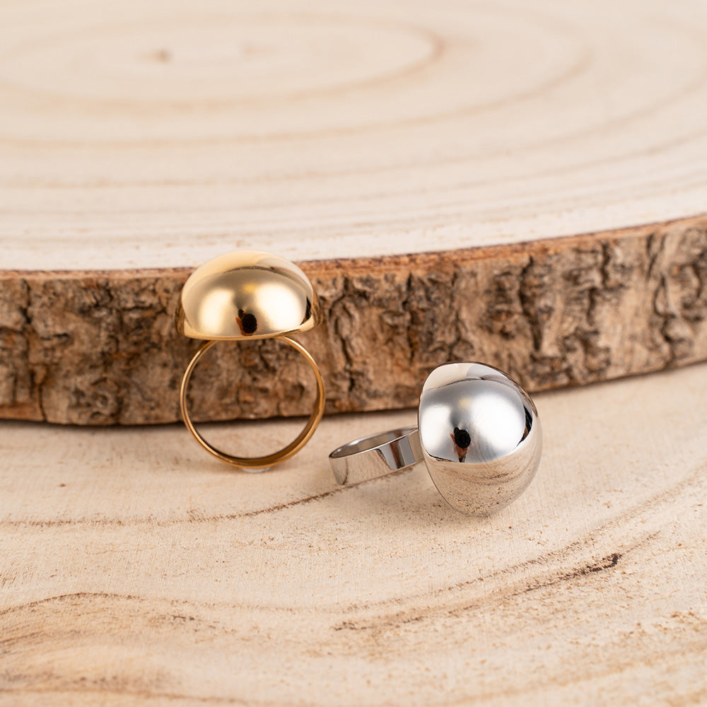 ANELLO REGOLABILE CON MEZZA SFERA LUCIDA