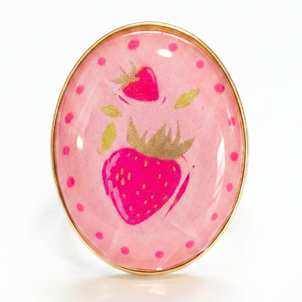 ANELLO CON FRAGOLE SU ELEMENTO OVALE