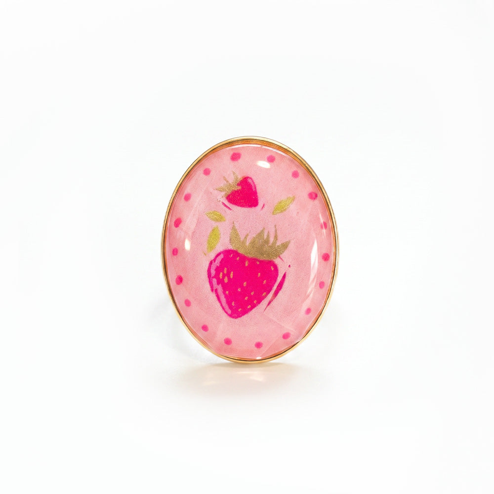 ANELLO CON FRAGOLE SU ELEMENTO OVALE