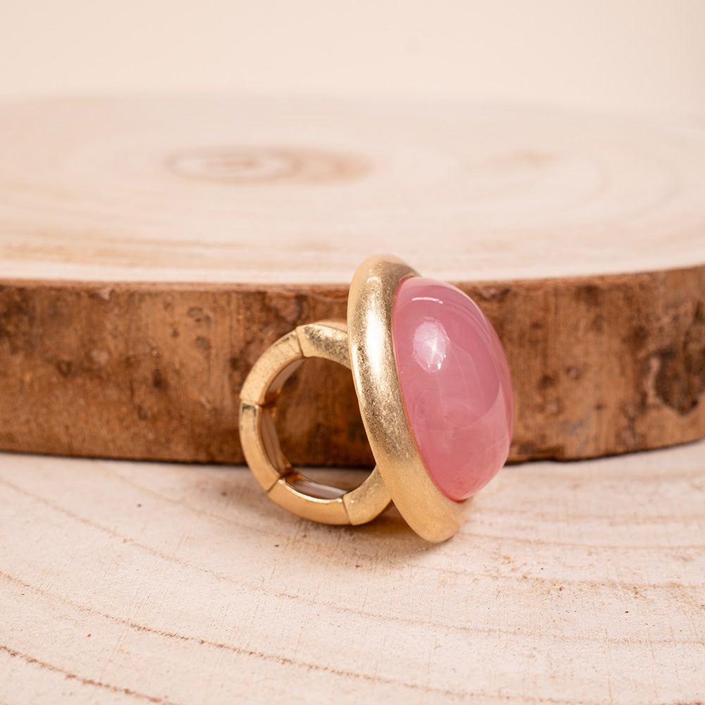 ANELLO ELASTICO SATINATO CON MEZZA SFERA COLORATA