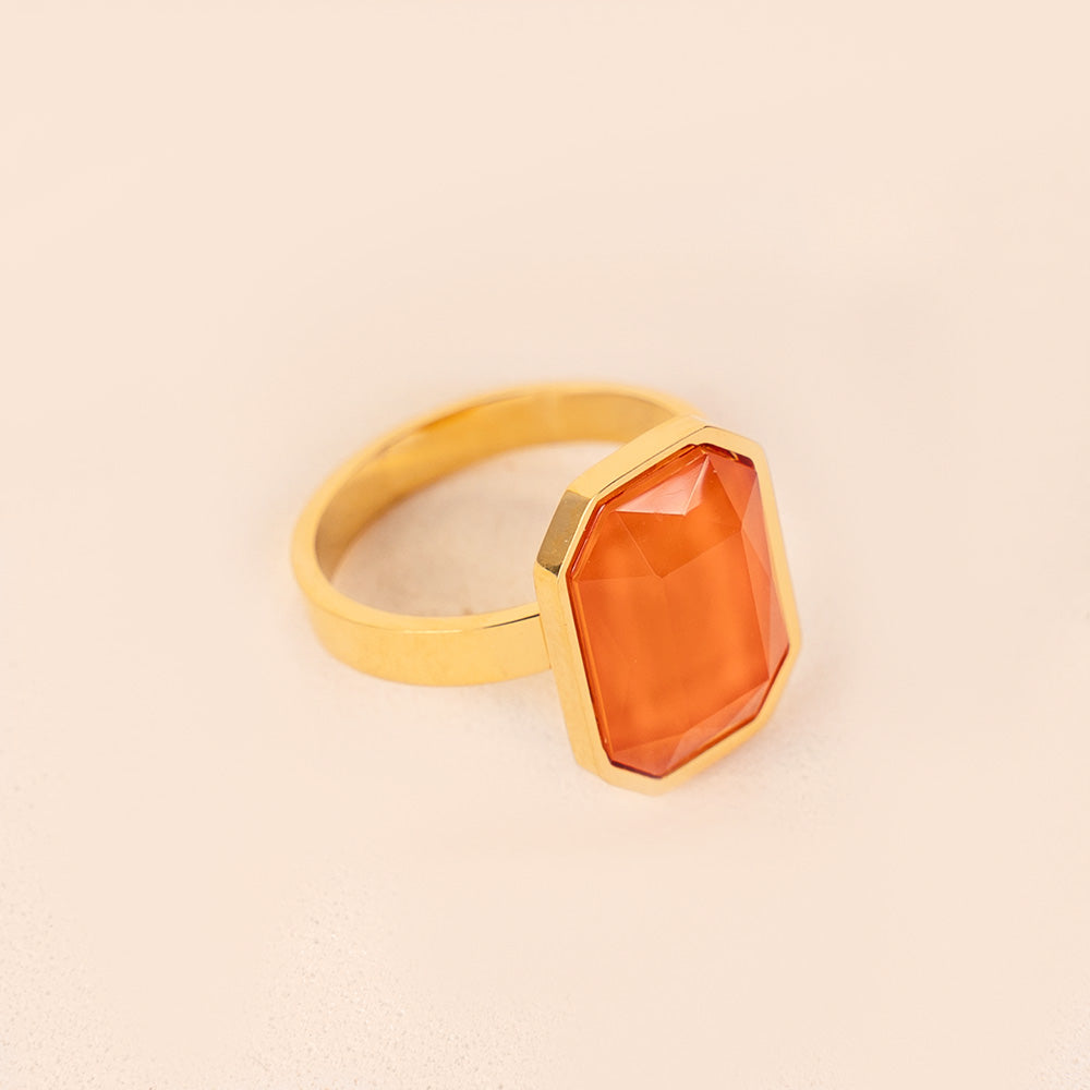 ANELLO CON PIETRA OTTAGONALE COLORATA