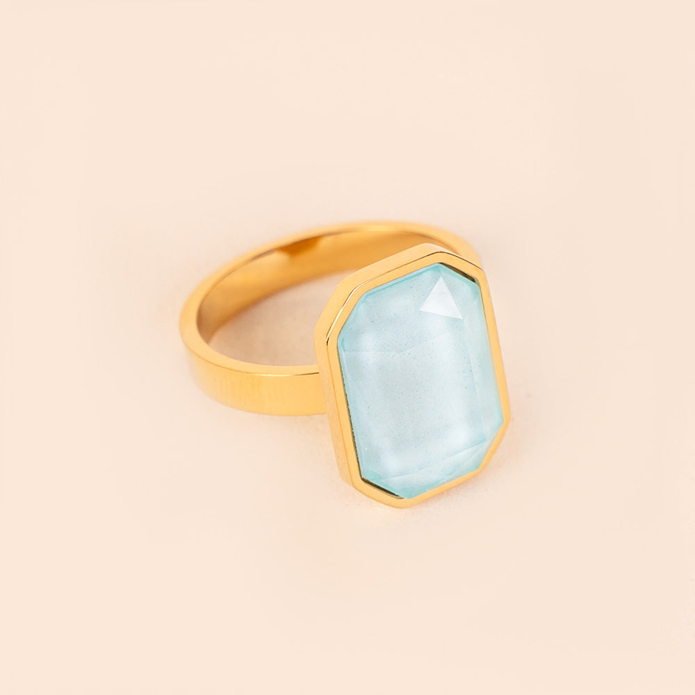 ANELLO CON PIETRA OTTAGONALE COLORATA