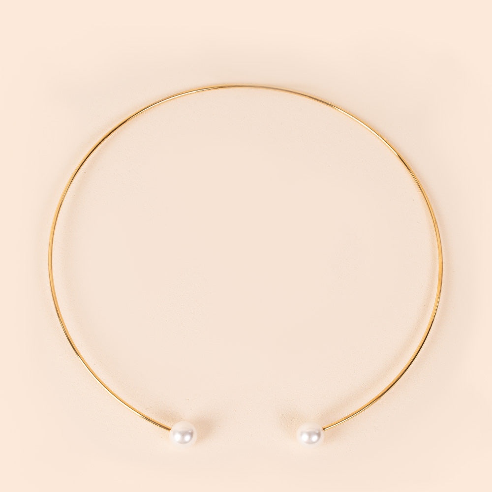 COLLANA RIGIDA MODELLABILE CON PERLE ALLE ESTREMITA'