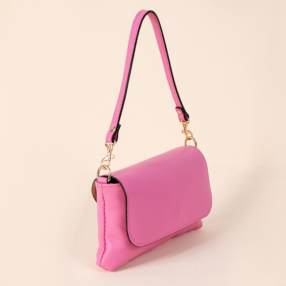 BORSA POCHETTE CON CHIUSURA A PATTINA CON CALAMITA