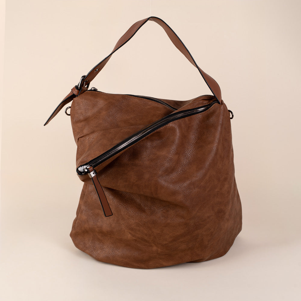 BORSA SPALLA DOPPIA CHIUSURA ZIP