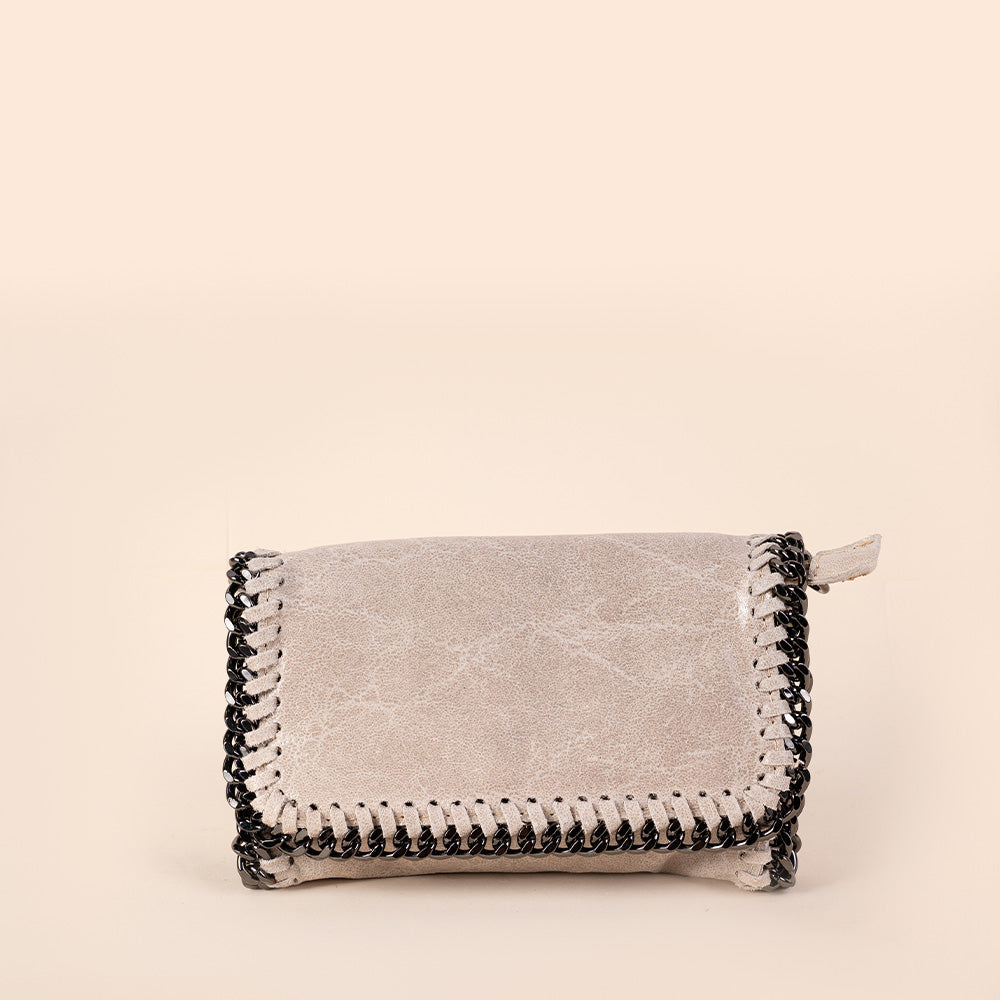 BORSA POCHETTE CON CONTORNO A CATENA