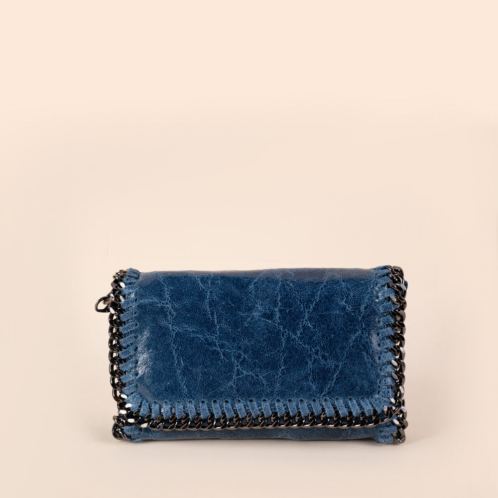 BORSA POCHETTE CON CONTORNO A CATENA