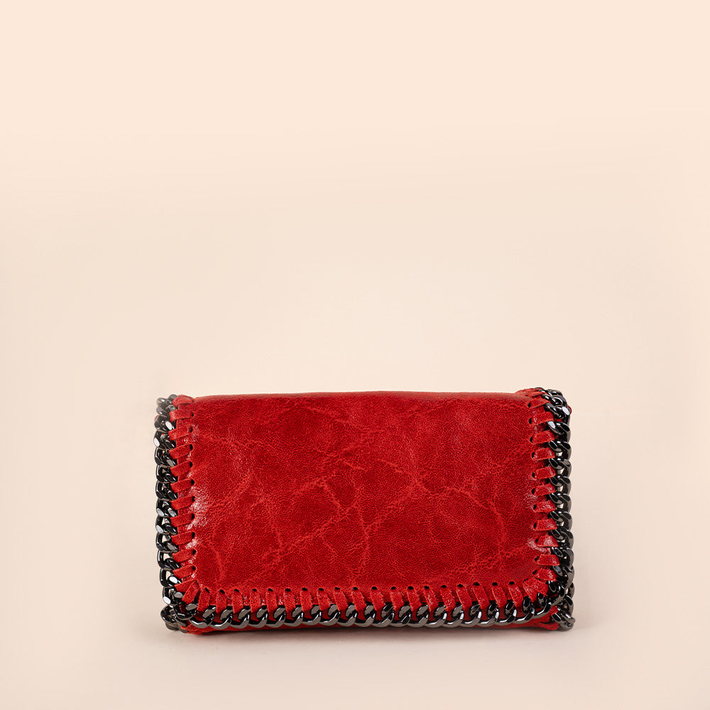 BORSA POCHETTE CON CONTORNO A CATENA