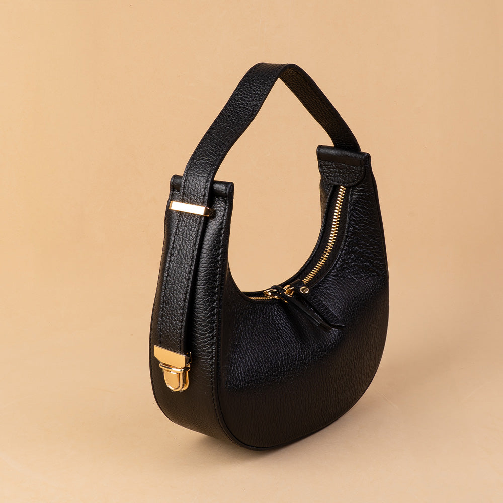 BORSA A MANO A MEZZALUNA CON CHIUSURA A ZIP