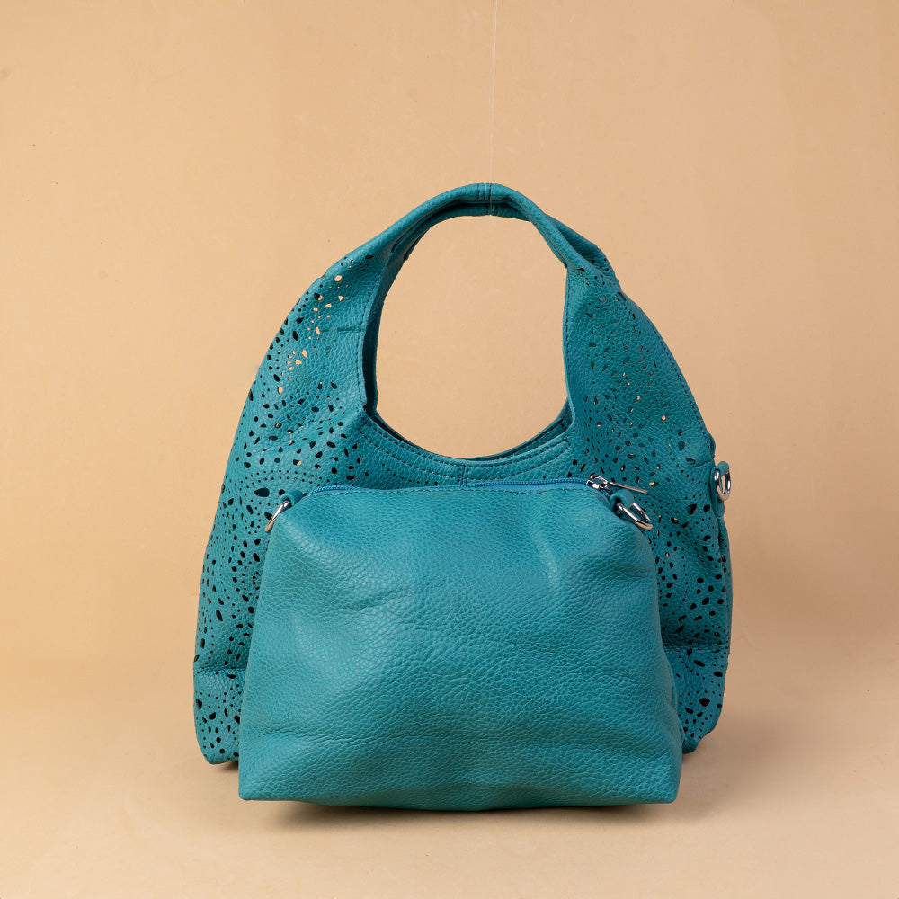 BORSA A SPALLA PICCOLA CON DETTAGLI FORATI