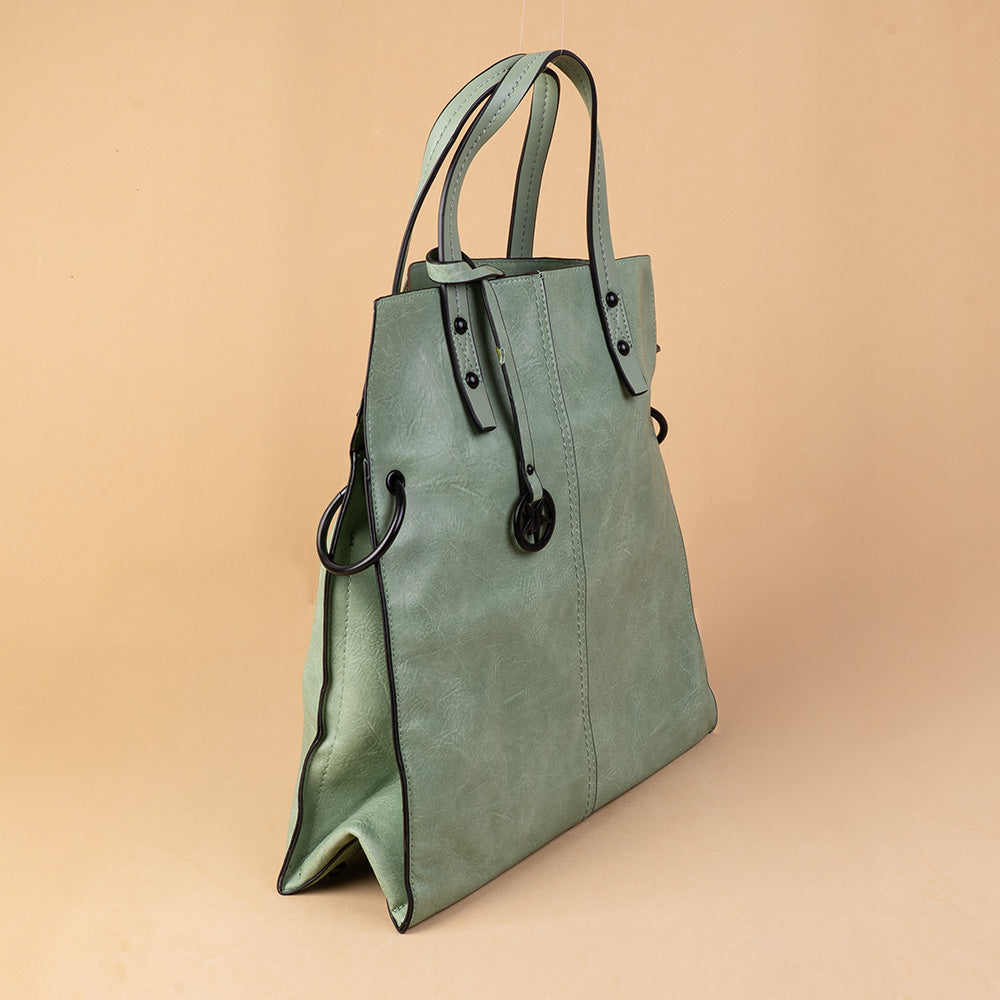 BORSA A SPALLA RETTANGOLARE CON ANELLI AI LATI