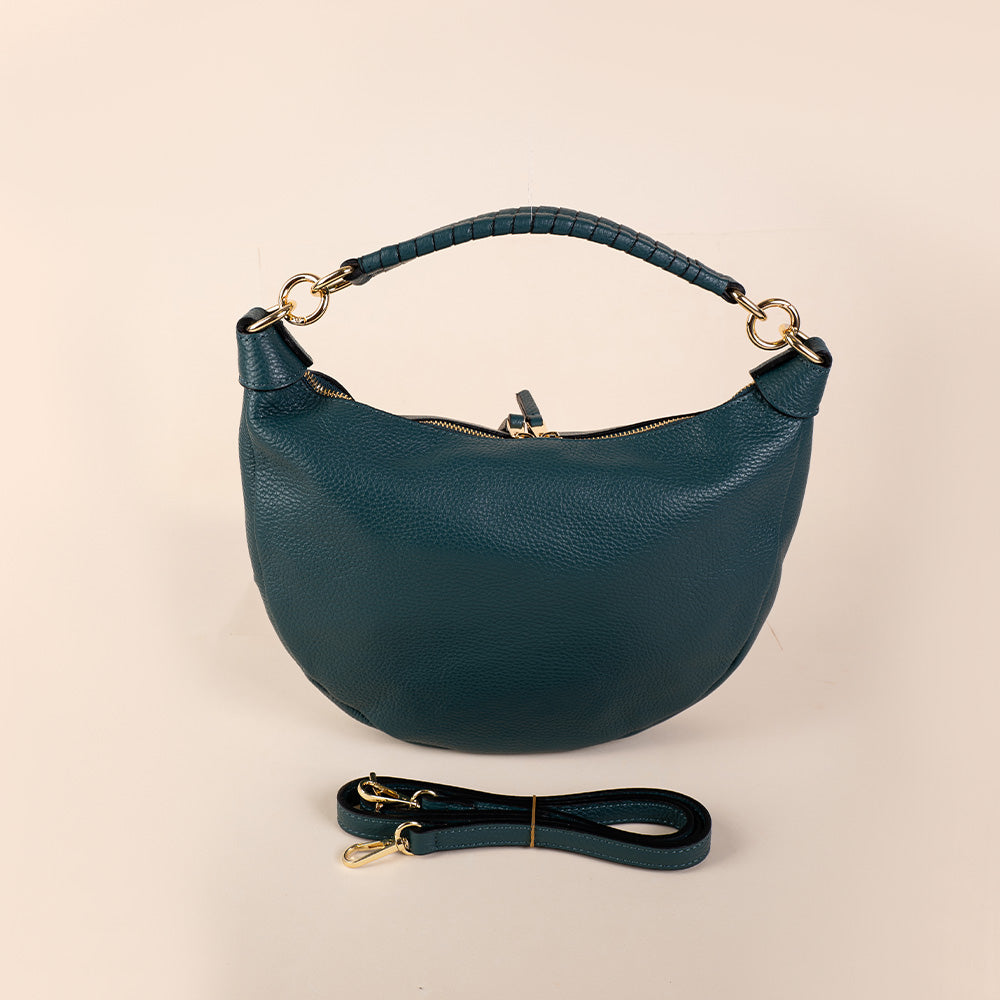 BORSA A SPALLA A MEZZA LUNA E MANICO ARROTOLATO