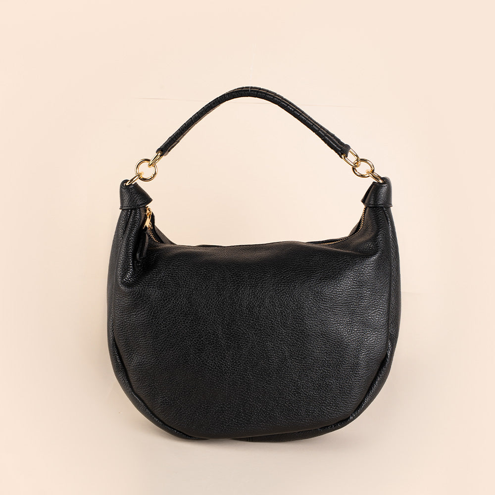 BORSA A SPALLA A MEZZA LUNA E MANICO ARROTOLATO