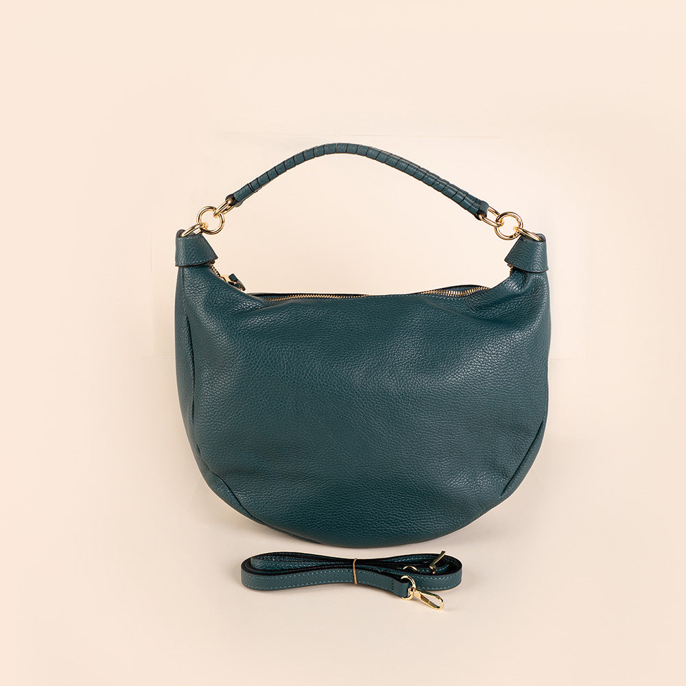 BORSA A SPALLA A MEZZA LUNA E MANICO ARROTOLATO