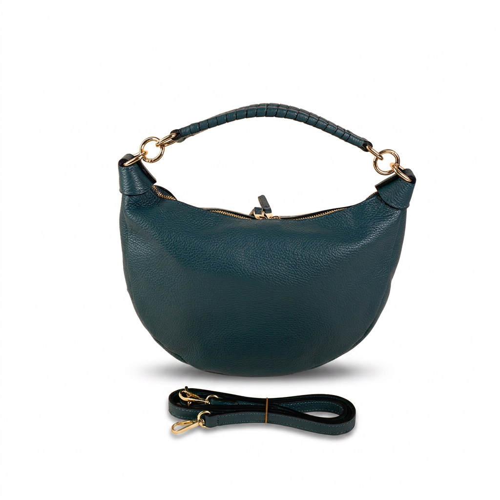 BORSA A SPALLA A MEZZA LUNA E MANICO ARROTOLATO