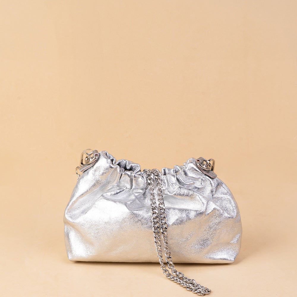BORSA POCHETTE CON PARTE SUPERIORE ARRICCIATA