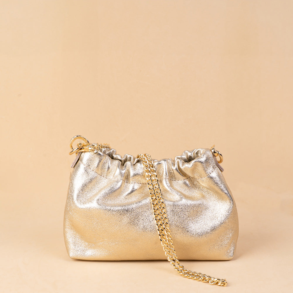 BORSA POCHETTE CON PARTE SUPERIORE ARRICCIATA