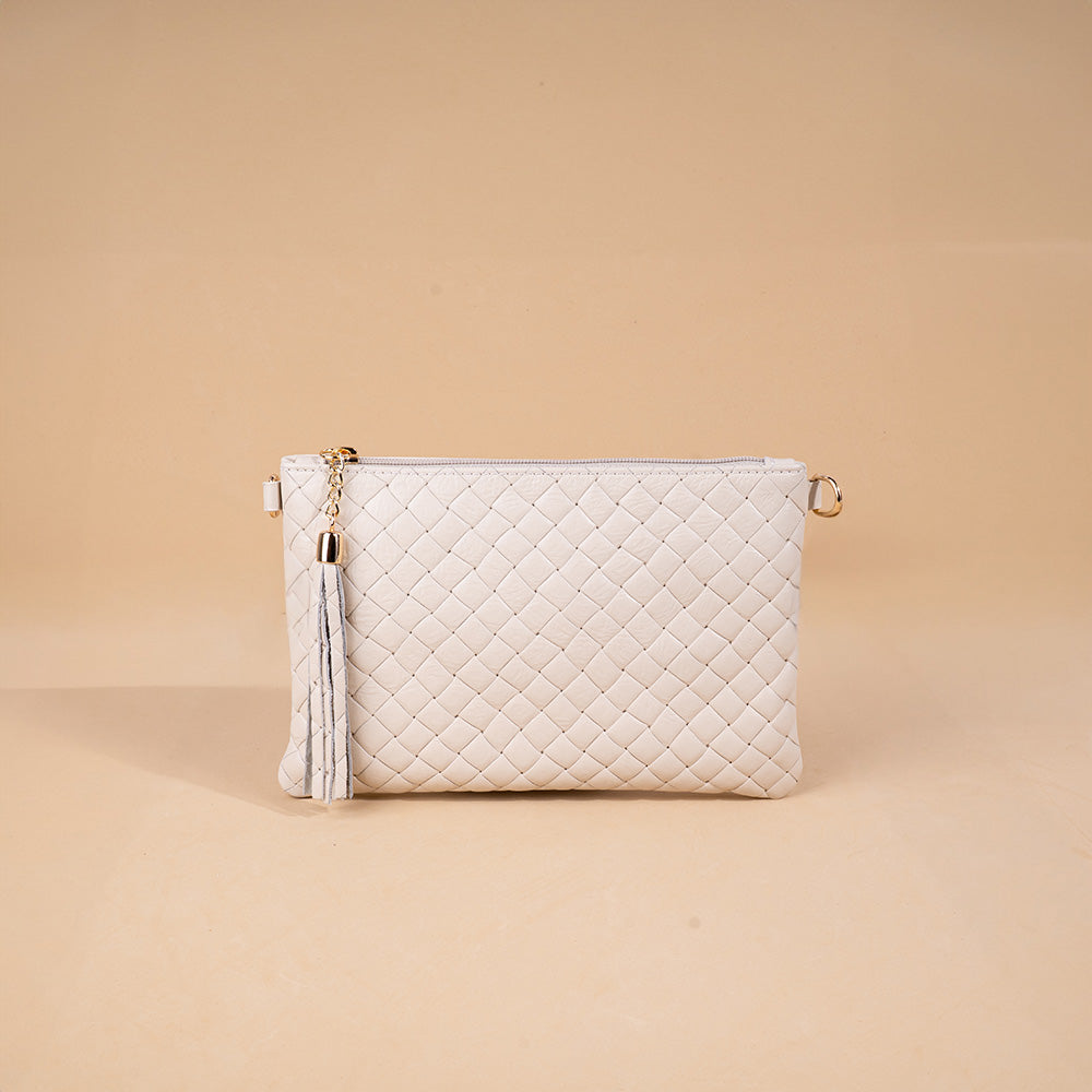 BORSA POCHETTE INTRECCIATA CON TRACOLLA REGOLABILE