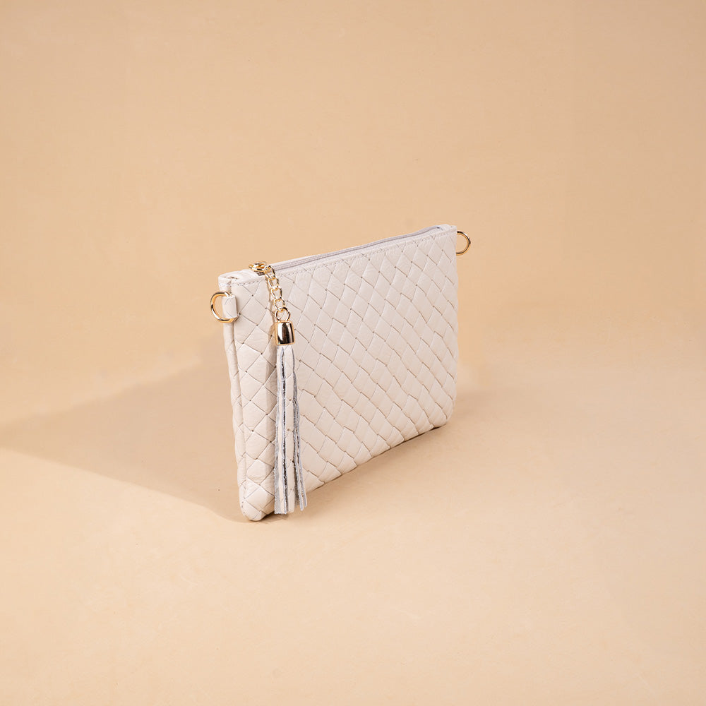 BORSA POCHETTE INTRECCIATA CON TRACOLLA REGOLABILE