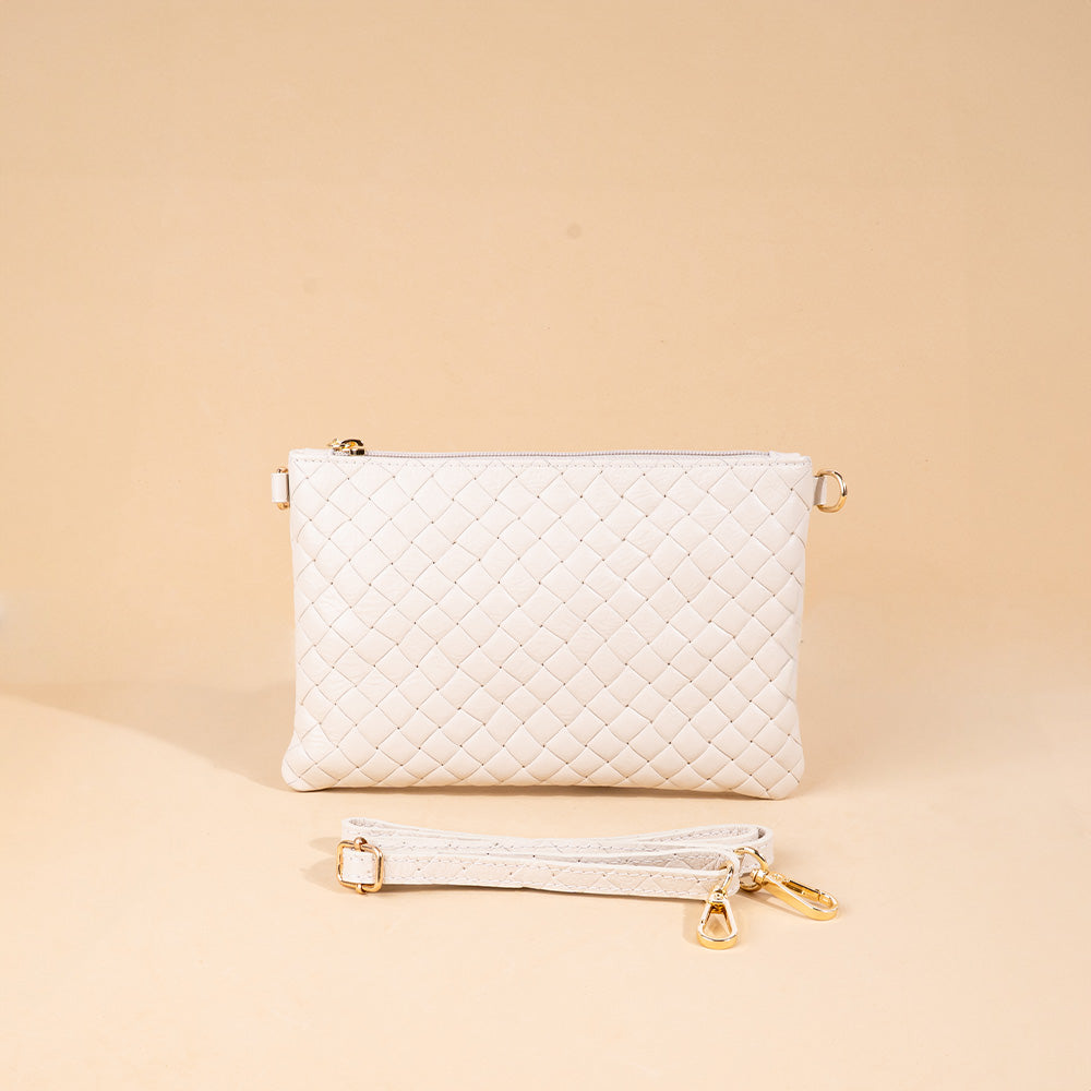 BORSA POCHETTE INTRECCIATA CON TRACOLLA REGOLABILE