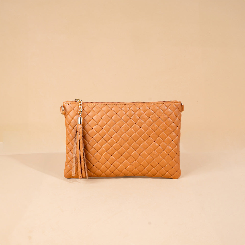 BORSA POCHETTE INTRECCIATA CON TRACOLLA REGOLABILE
