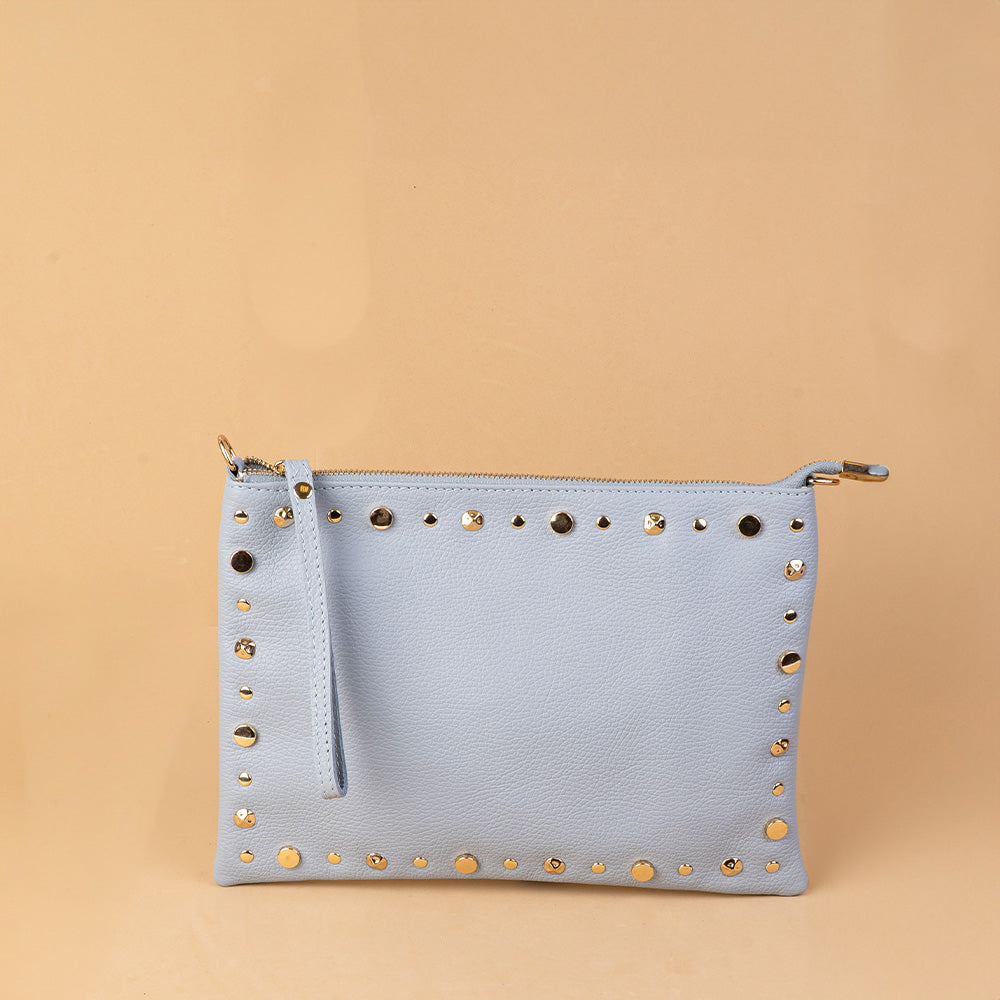 BORSA POCHETTE GRANDE CON BORCHIE E TRACOLLA REGOLABILE