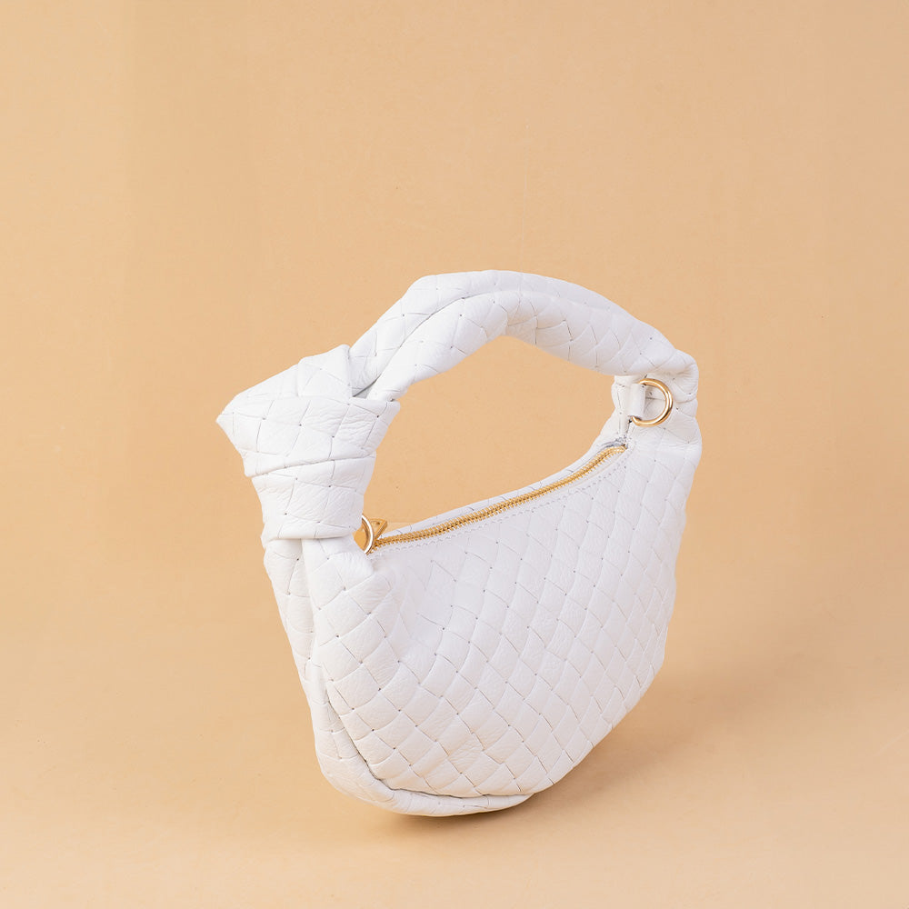 BORSA POCHETTE INTRECCIATA CON NODO E TRACOLLA