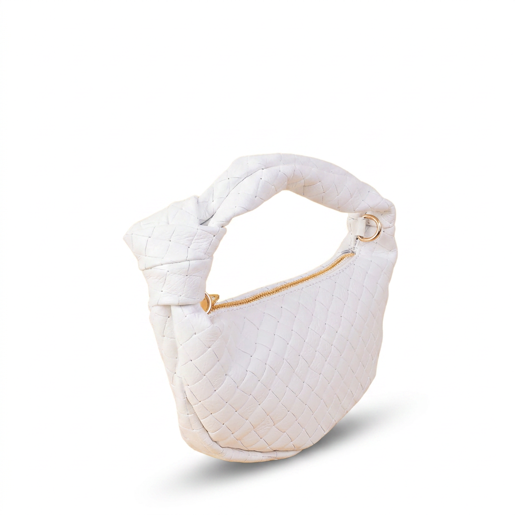 BORSA POCHETTE INTRECCIATA CON NODO E TRACOLLA