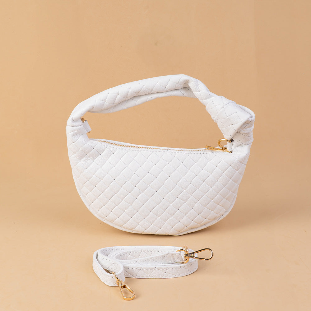 BORSA POCHETTE INTRECCIATA CON NODO E TRACOLLA