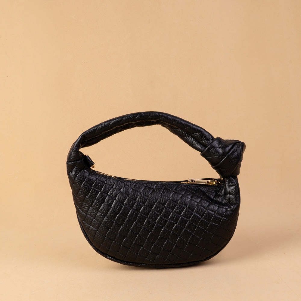 BORSA POCHETTE INTRECCIATA CON NODO E TRACOLLA