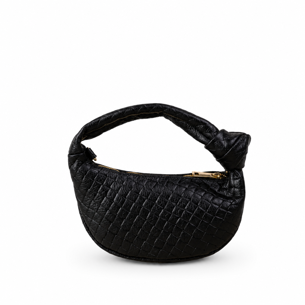 BORSA POCHETTE INTRECCIATA CON NODO E TRACOLLA