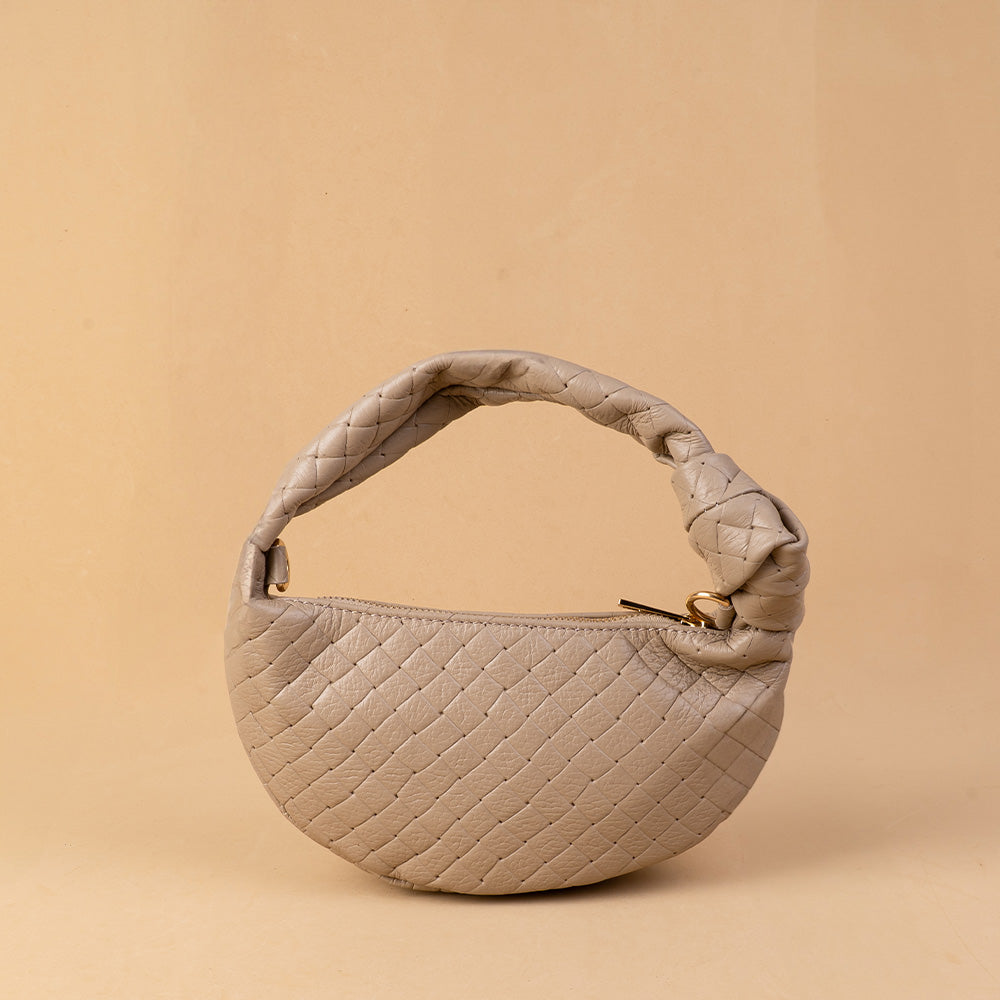 BORSA POCHETTE INTRECCIATA CON NODO E TRACOLLA