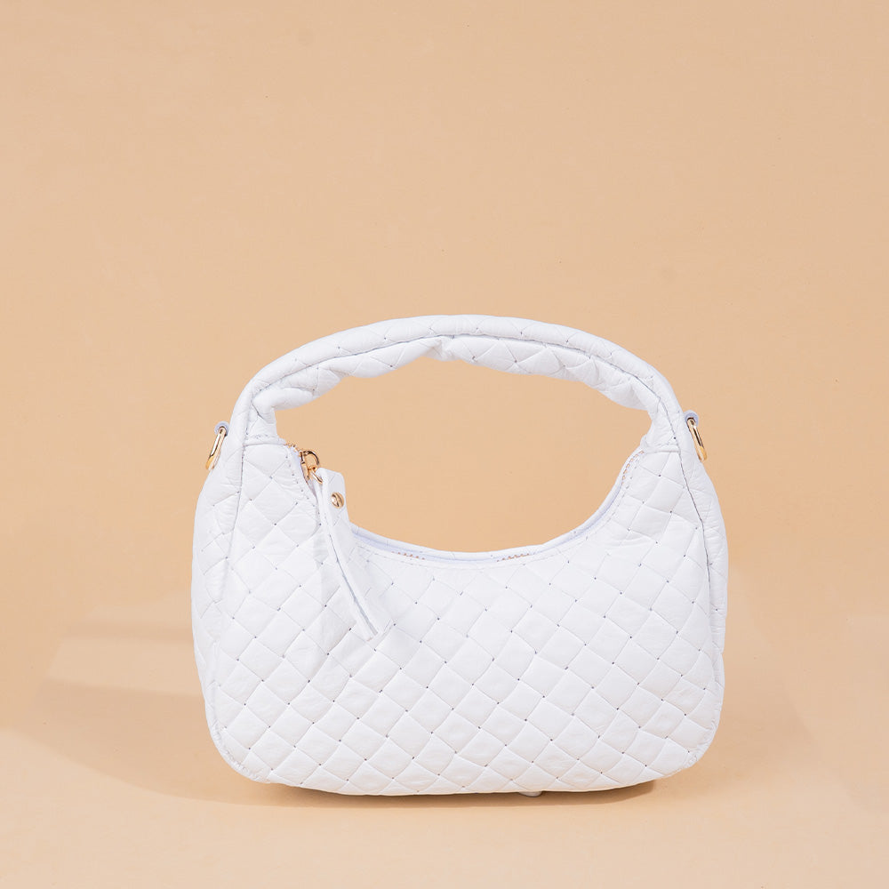 BORSA POCHETTE INTRECCIATA CON TRACOLLA A CATENA