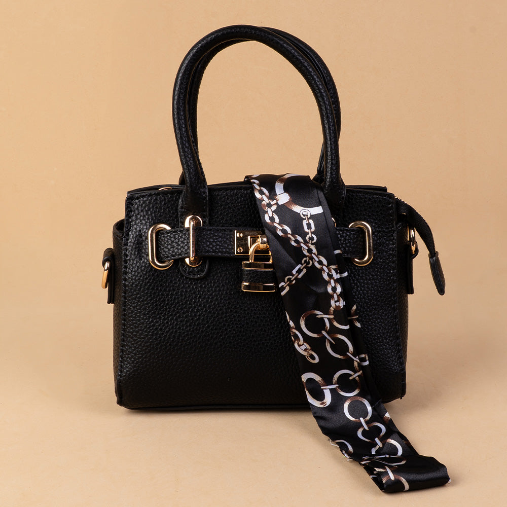 BORSA POCHETTE CON CHIUSURA A LUCCHETTO FOULARD E TRACOLLA