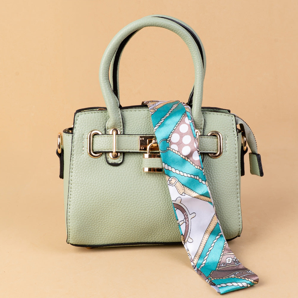BORSA POCHETTE CON CHIUSURA A LUCCHETTO FOULARD E TRACOLLA