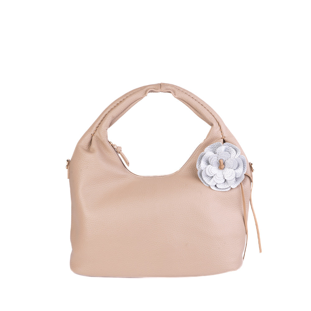 BORSA A SPALLA CON FIORE E TRACOLLA
