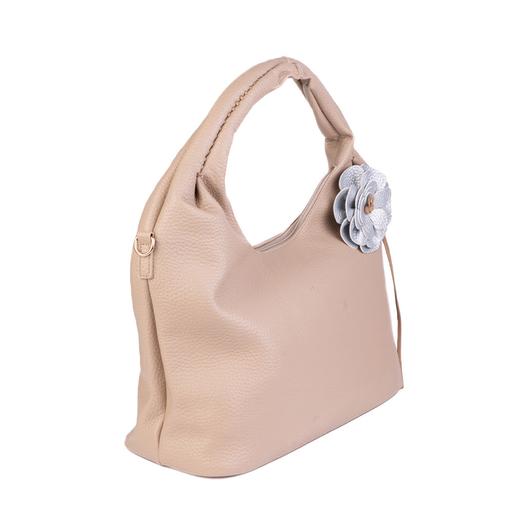 BORSA A SPALLA CON FIORE E TRACOLLA