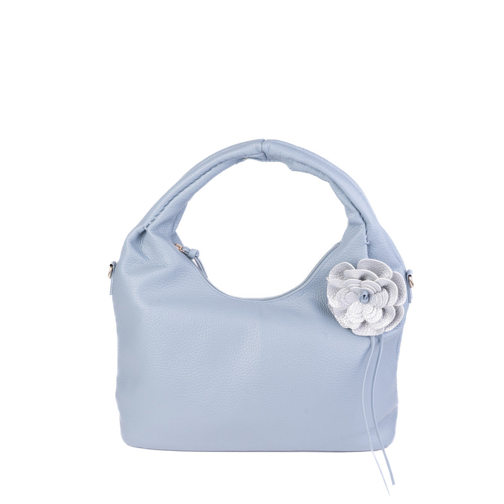 BORSA A SPALLA CON FIORE E TRACOLLA
