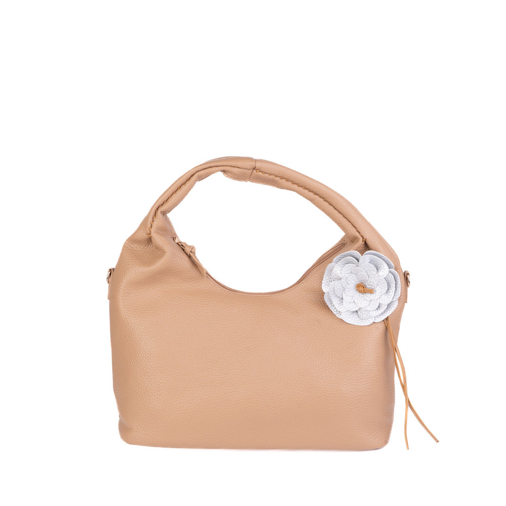 BORSA A SPALLA CON FIORE E TRACOLLA