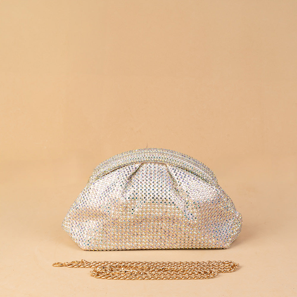 BORSA POCHETTE MORBIDA CON STRASS