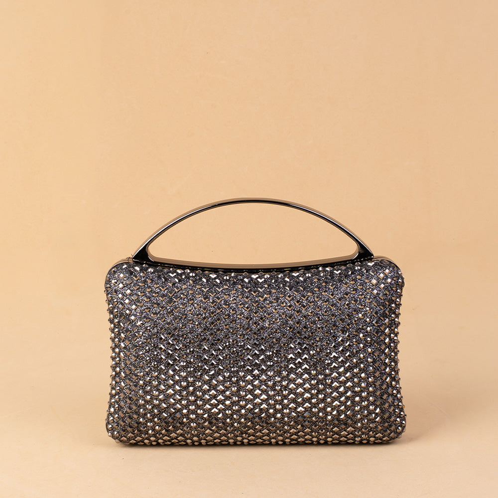 BORSA POCHETTE RIGIDA CON STRASS