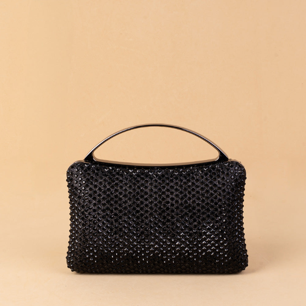 BORSA POCHETTE RIGIDA CON STRASS