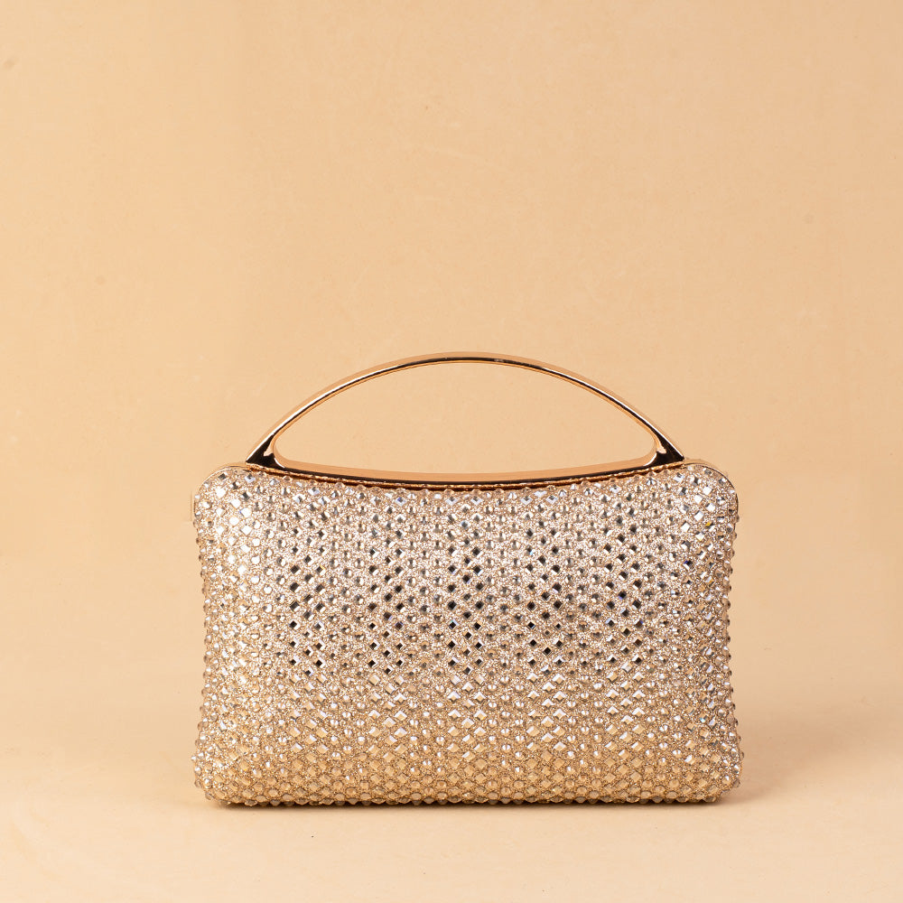 BORSA POCHETTE RIGIDA CON STRASS